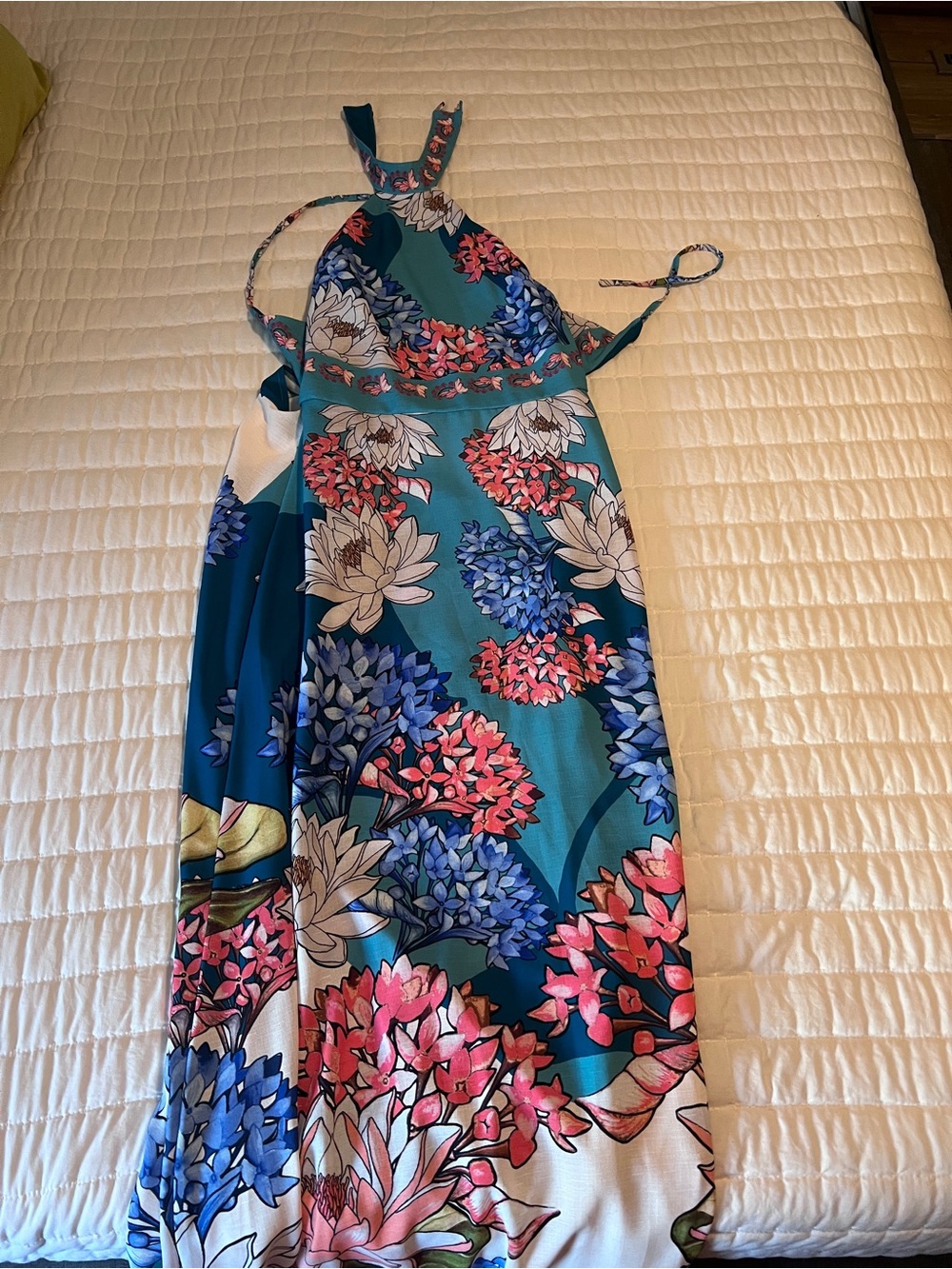 Floral Halter Maxi Dress in Teal and Pink - Picture 5 of 6